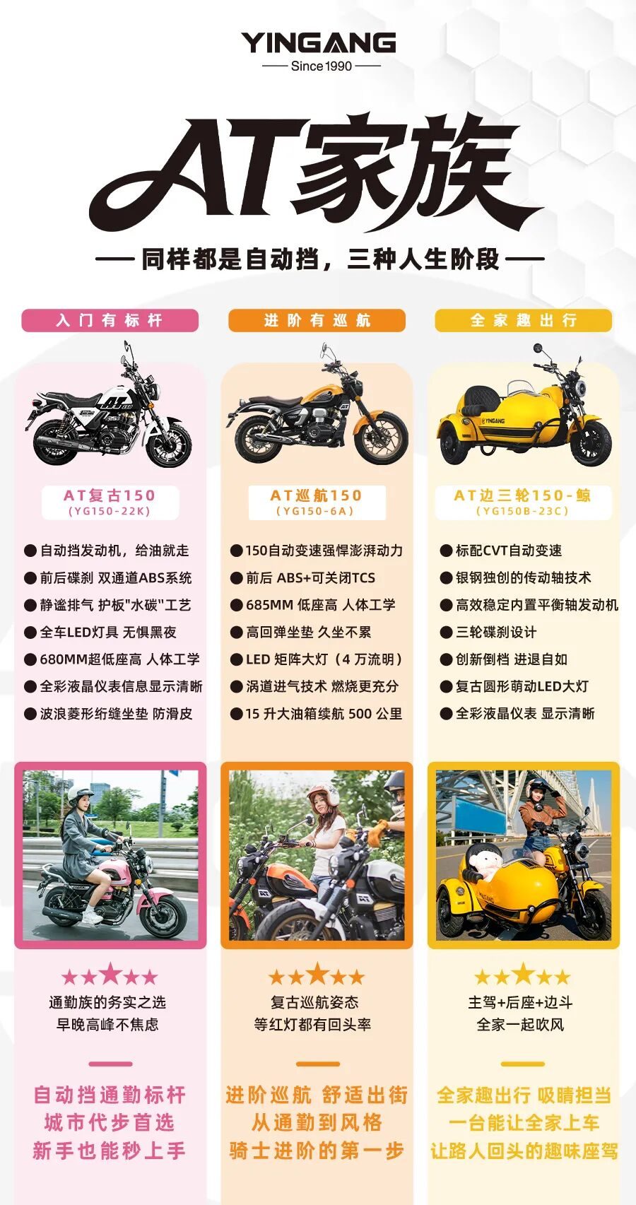 银钢 AT 家族三车型亮点一览